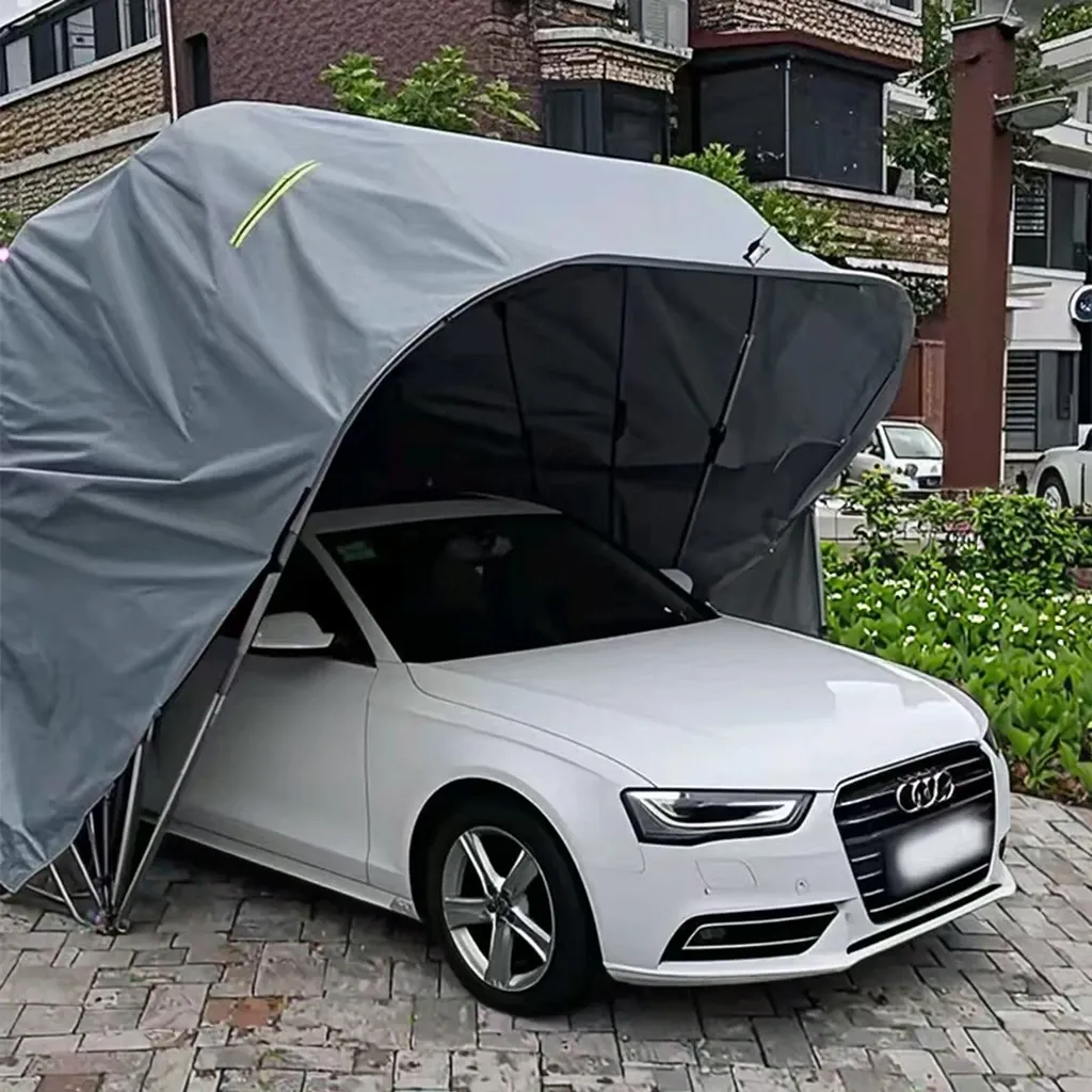 Modern Portable Carport Tent with Top Canopy Cover Heat Treated Metal Frame for Outdoor Car & Motorcycle Parking Garage Storage