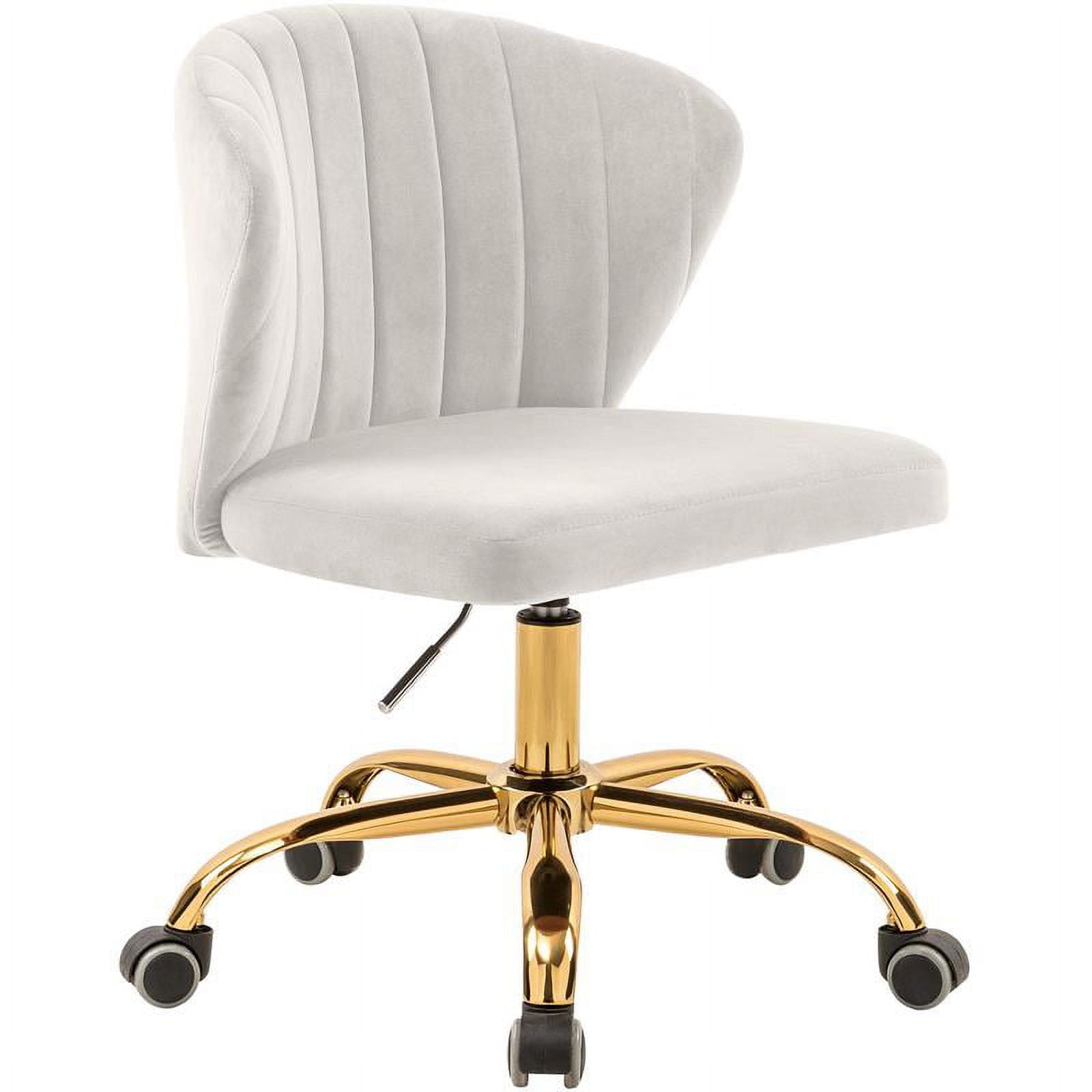 Meridian Furniture Finley Swivel Adjustable Black Velvet and Chrome Office Chair
