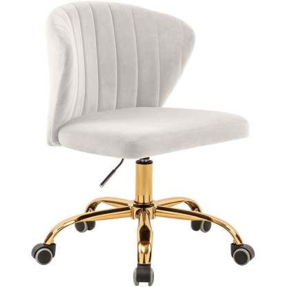 Meridian Furniture Finley Swivel Adjustable Black Velvet and Chrome Office Chair