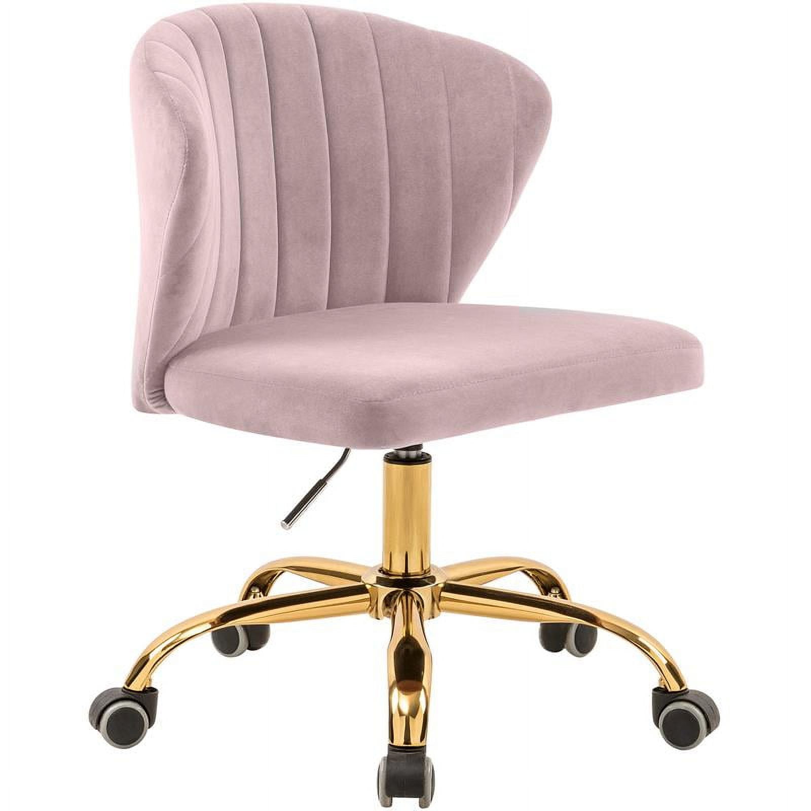 Meridian Furniture Finley Swivel Adjustable Black Velvet and Chrome Office Chair