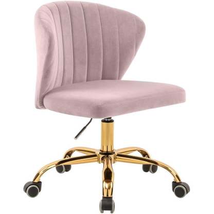 Meridian Furniture Finley Swivel Adjustable Black Velvet and Chrome Office Chair