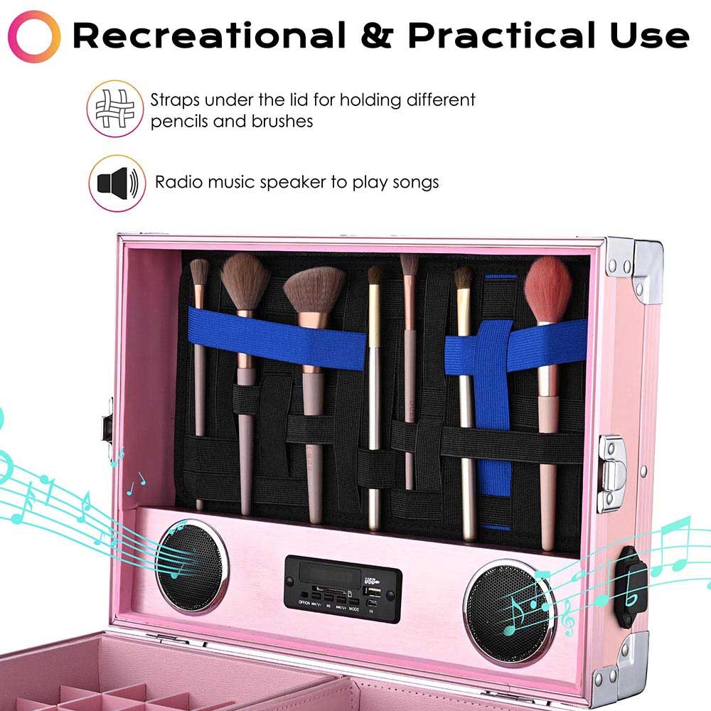 Byootique Nail Table Makeup Station Speaker Drawers Mirror