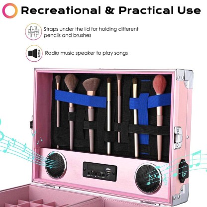 Byootique Nail Table Makeup Station Speaker Drawers Mirror