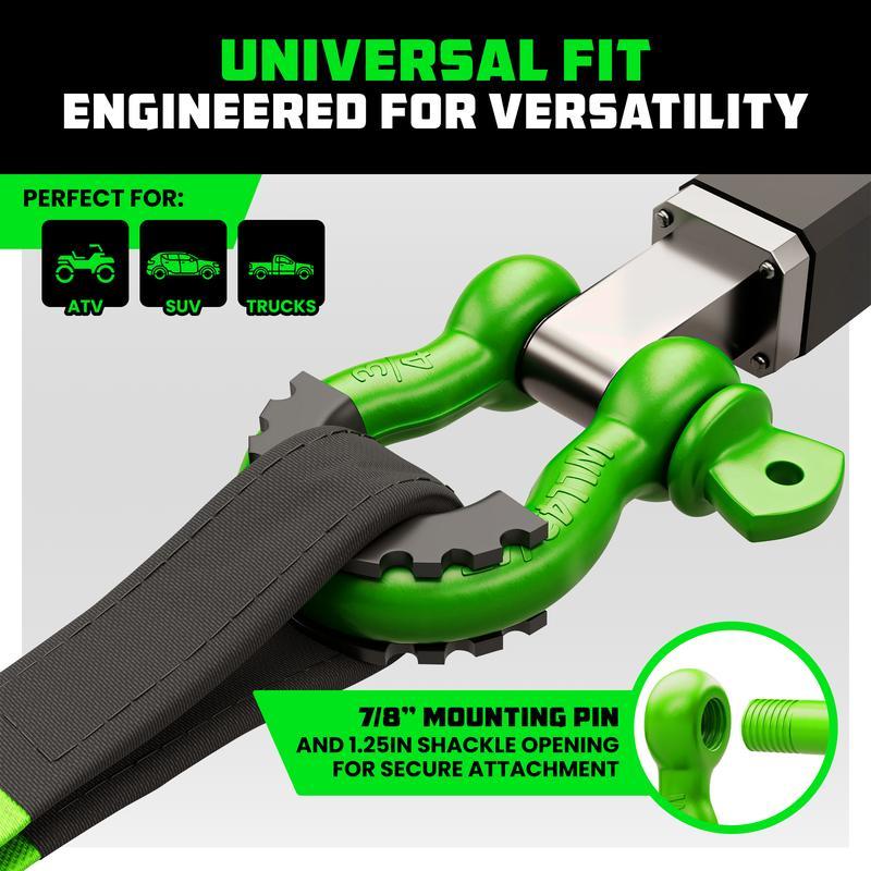 Rhino USA D Ring Shackles (2-Pack) - 41,850lb Break Strength – Heavy Duty 3/4" Clevis Shackle with 7/8 Pin for Towing & Off-Road Use - Pairs with Tow Strap for Vehicle Recovery