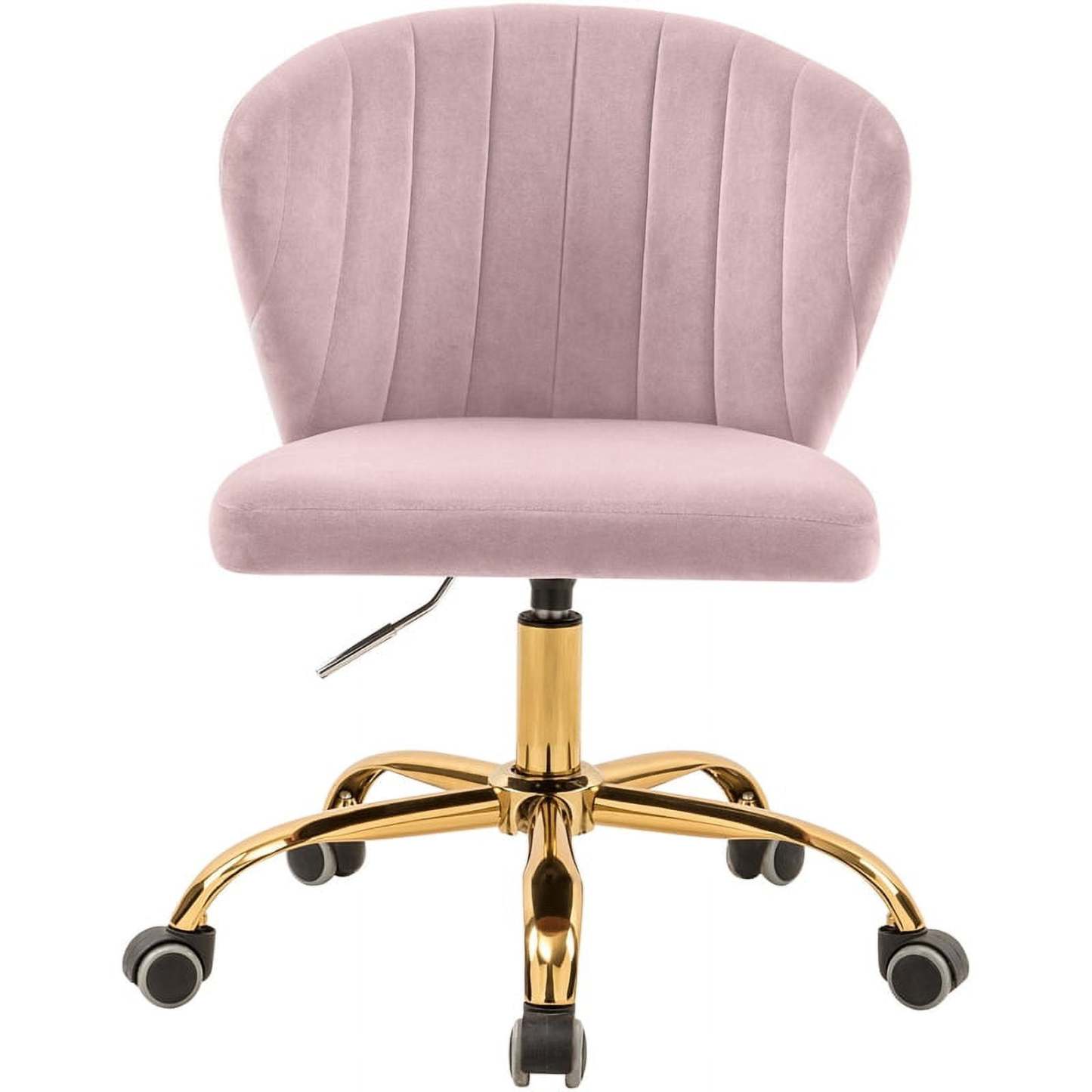 Meridian Furniture Finley Swivel Adjustable Black Velvet and Chrome Office Chair