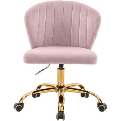 Meridian Furniture Finley Swivel Adjustable Black Velvet and Chrome Office Chair