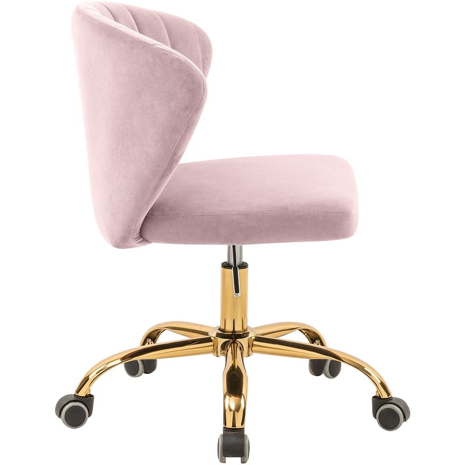 Meridian Furniture Finley Swivel Adjustable Black Velvet and Chrome Office Chair