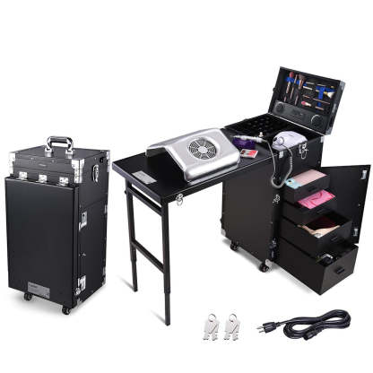 Byootique Nail Table Makeup Station Speaker Drawers Mirror