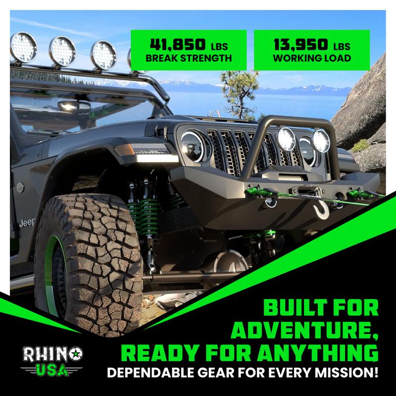 Rhino USA D Ring Shackles (2-Pack) - 41,850lb Break Strength – Heavy Duty 3/4" Clevis Shackle with 7/8 Pin for Towing & Off-Road Use - Pairs with Tow Strap for Vehicle Recovery