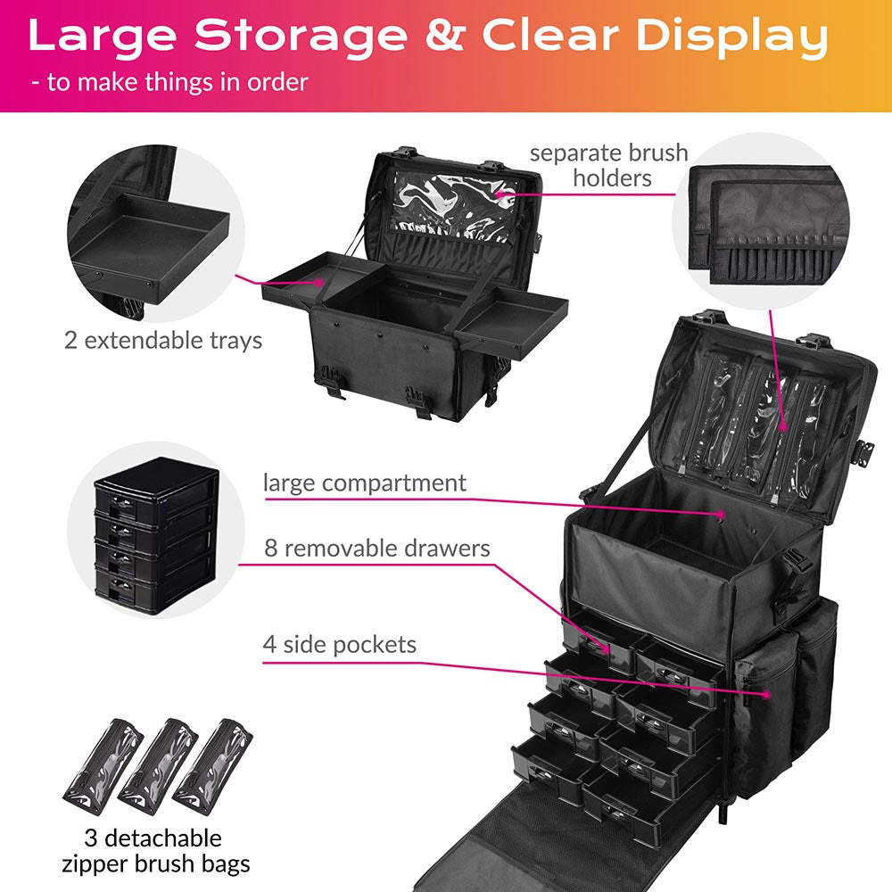 Byootique Explore 2in1 Rolling Makeup Case 1680D Cosmetic Bag