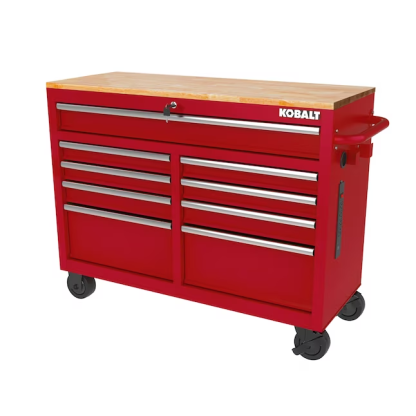 Kobalt 46.1-in L x 37.2-in H 9 -Drawers Rolling Pink Wood Work Bench