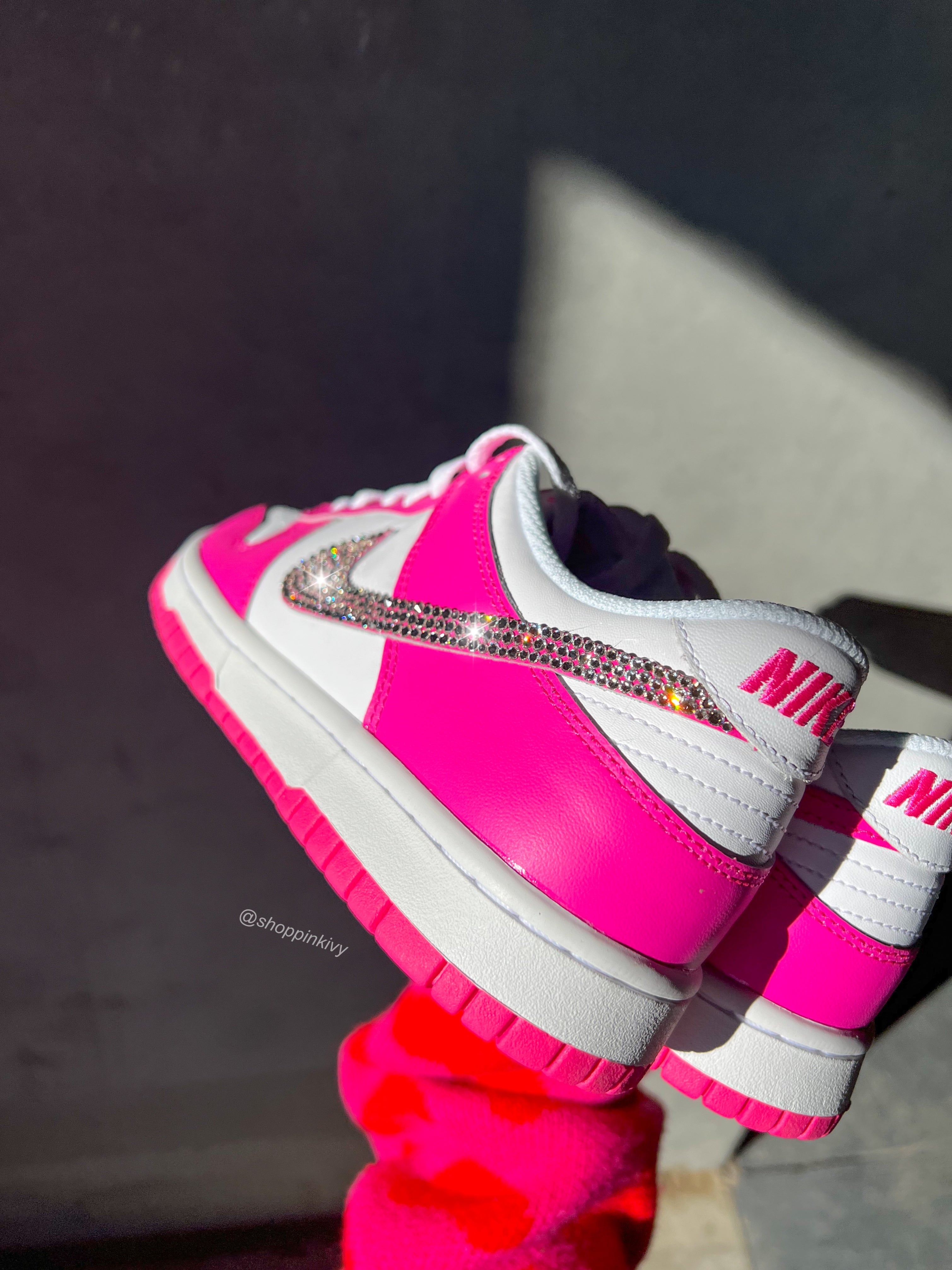 Hot Pink Swarovski Womens Nike Dunk Shoes