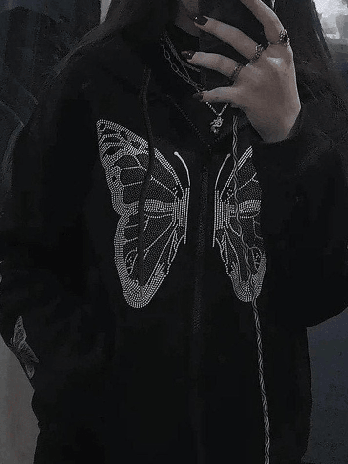 Butterfly Oversized Zip Up Hoodie
