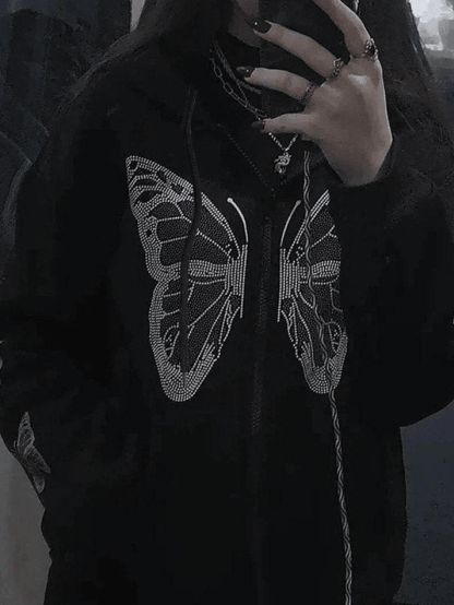 Butterfly Oversized Zip Up Hoodie