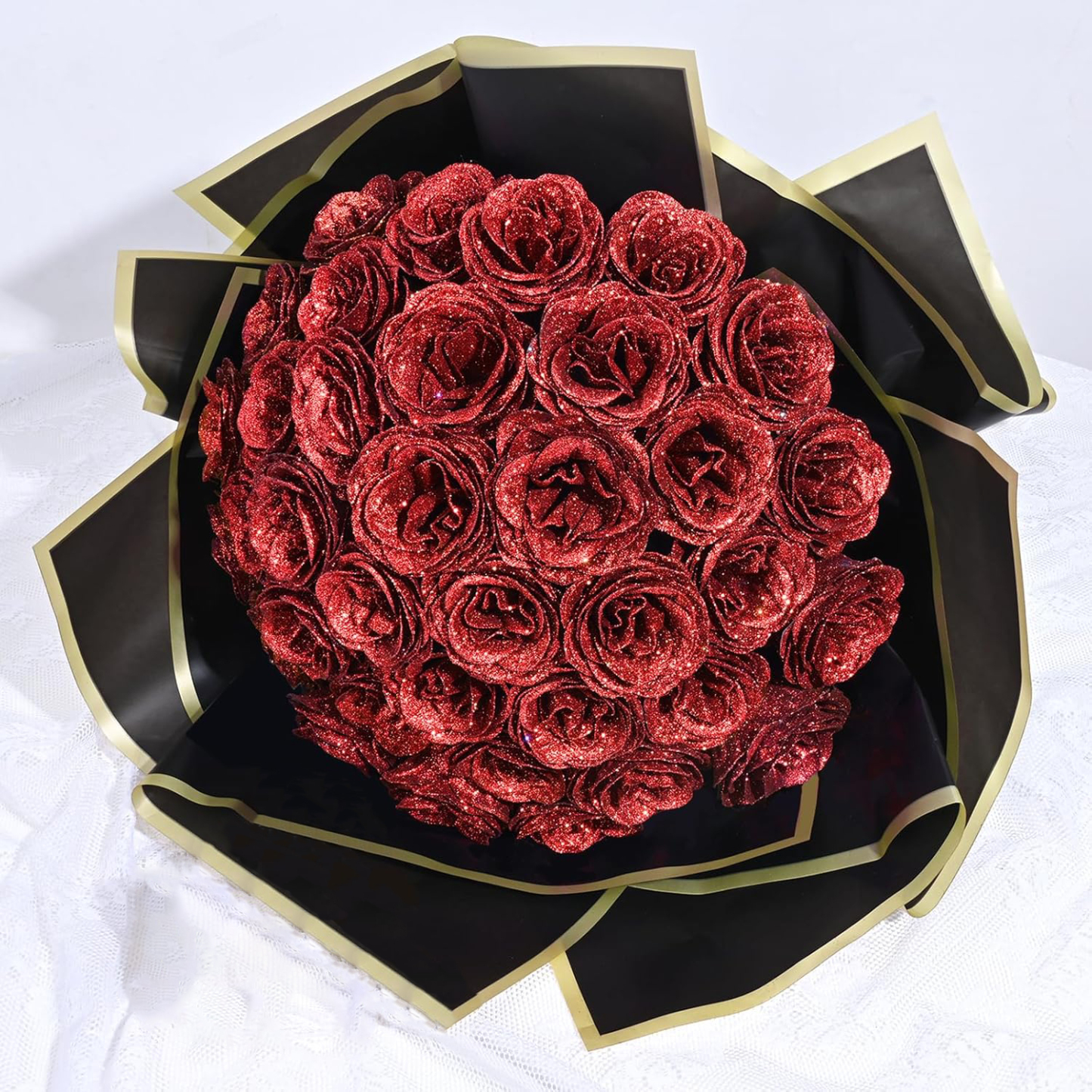Glitter Rose Bouquet Couple Glitter Everlasting Rose Bouquet (Never Wither)