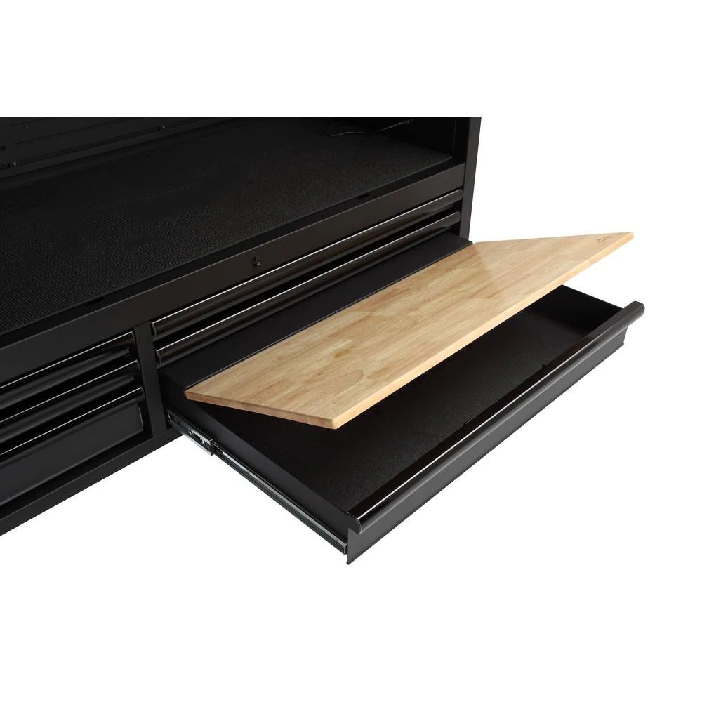 Industrial 52 in. W x 21.5 in. D 15-Drawer Tool Chest and Rolling Cabinet Combo with LED Light in Matte Black