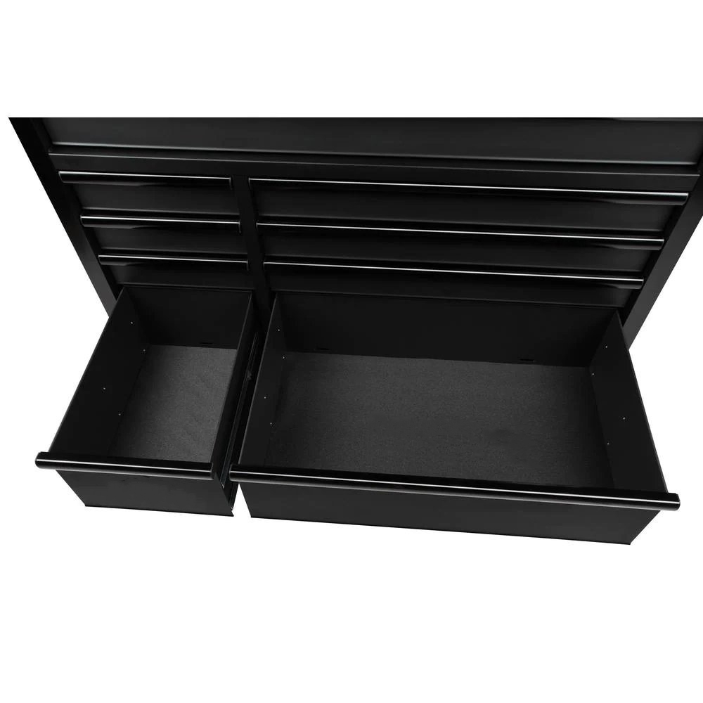 Industrial 52 in. W x 21.5 in. D 15-Drawer Tool Chest and Rolling Cabinet Combo with LED Light in Matte Black