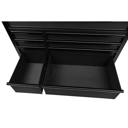 Industrial 52 in. W x 21.5 in. D 15-Drawer Tool Chest and Rolling Cabinet Combo with LED Light in Matte Black