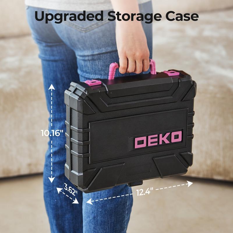 DEKO 8V Cordless Drill Set – 126-Piece Home Tool Kit With Storage Case