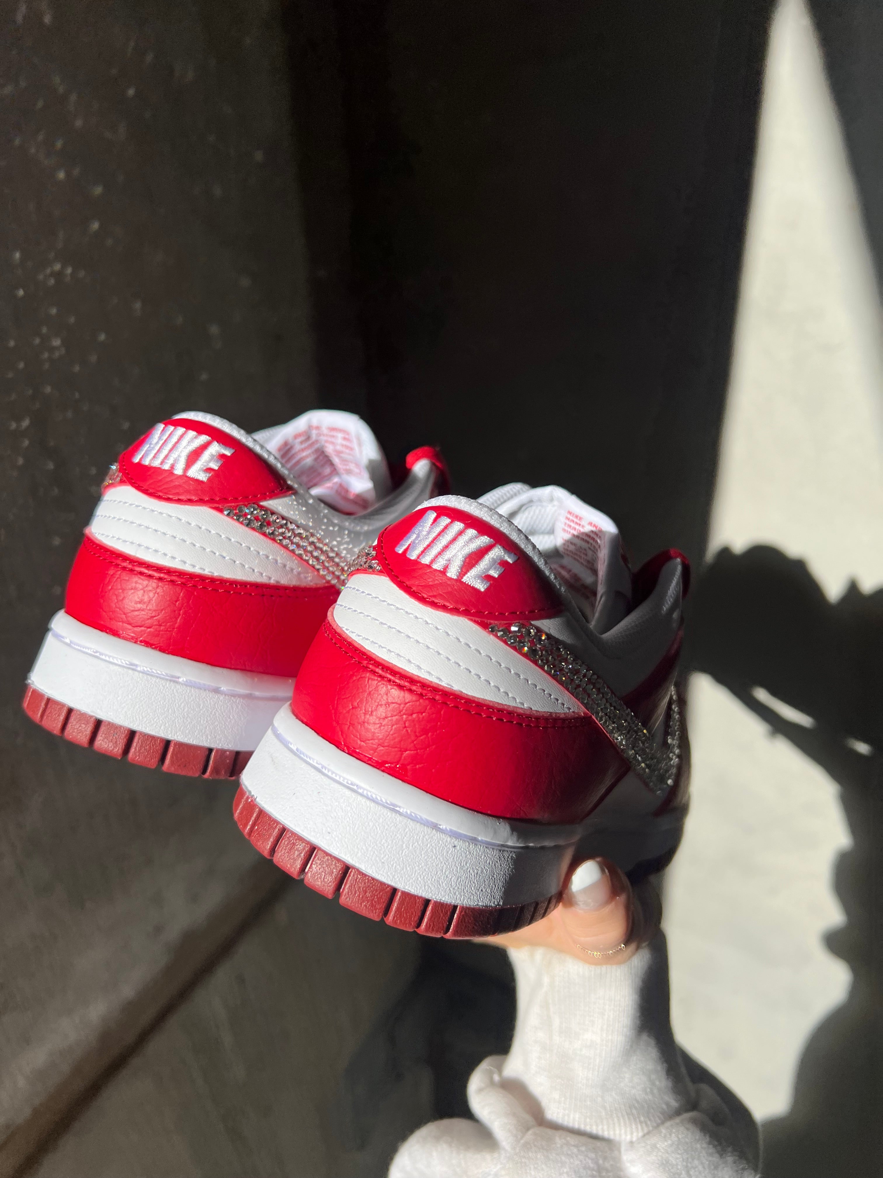 Red Swarovski Womens Nike Dunk Shoes