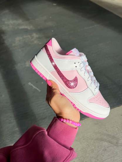 Rare Hot Pink Swarovski Womens Nike Dunk Shoes
