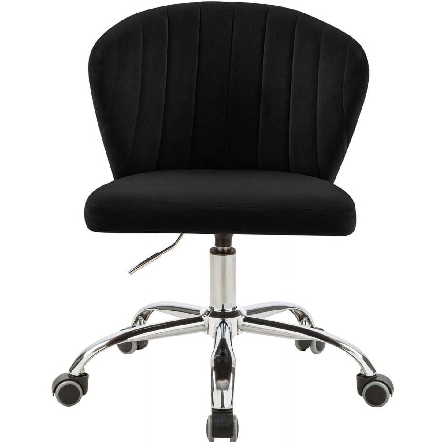 Meridian Furniture Finley Swivel Adjustable Black Velvet and Chrome Office Chair