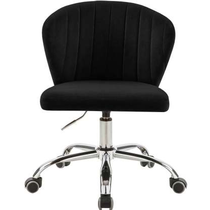 Meridian Furniture Finley Swivel Adjustable Black Velvet and Chrome Office Chair