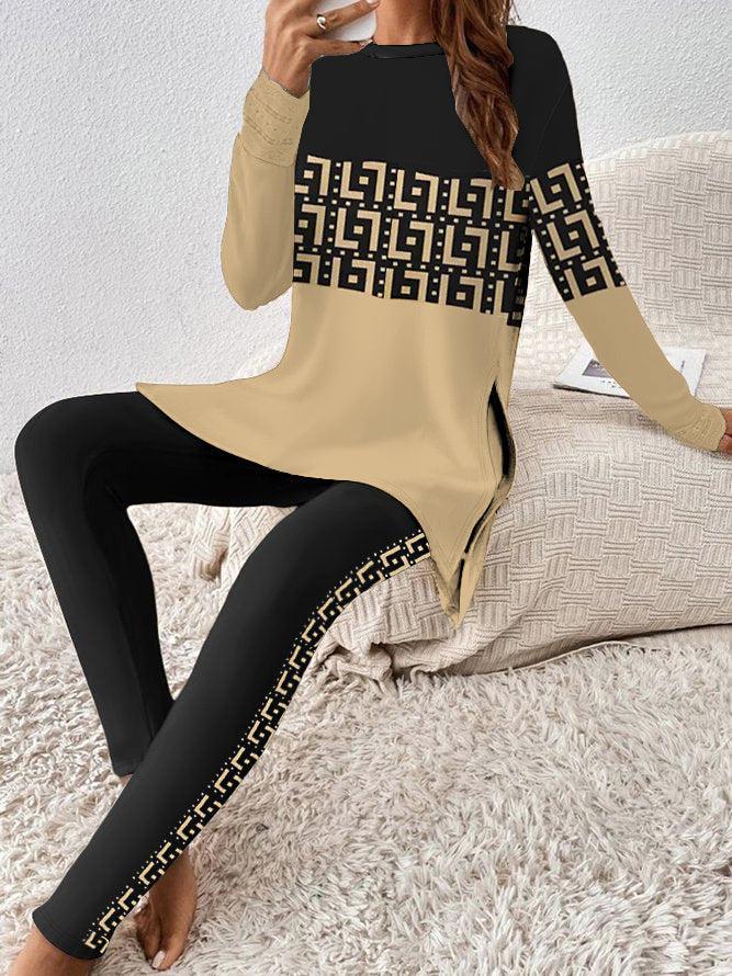 Casual Black Print Two Piece Set