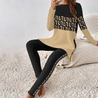 Casual Black Print Two Piece Set