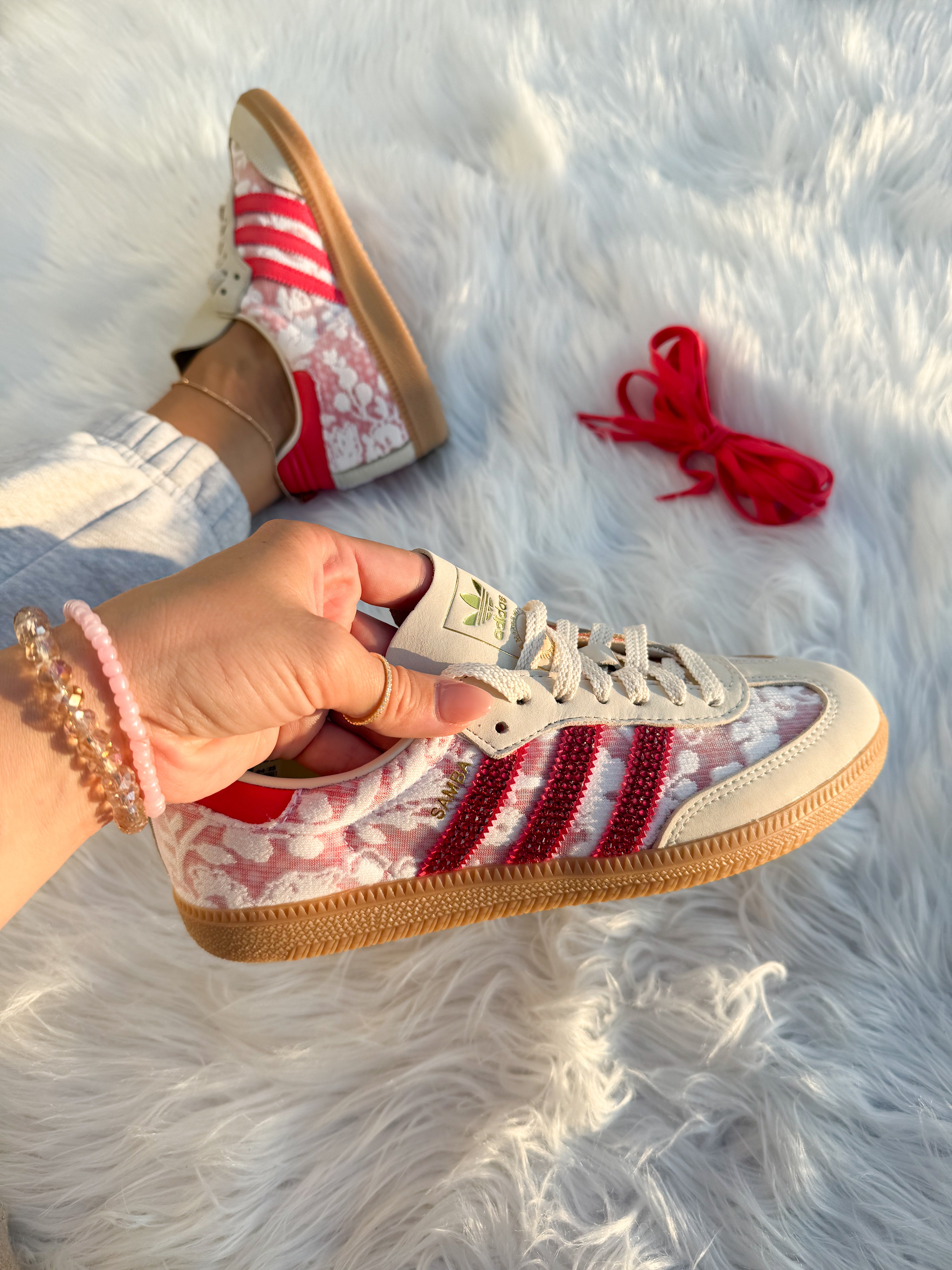 Lace Red Swarovski Adidas Original Samba OG