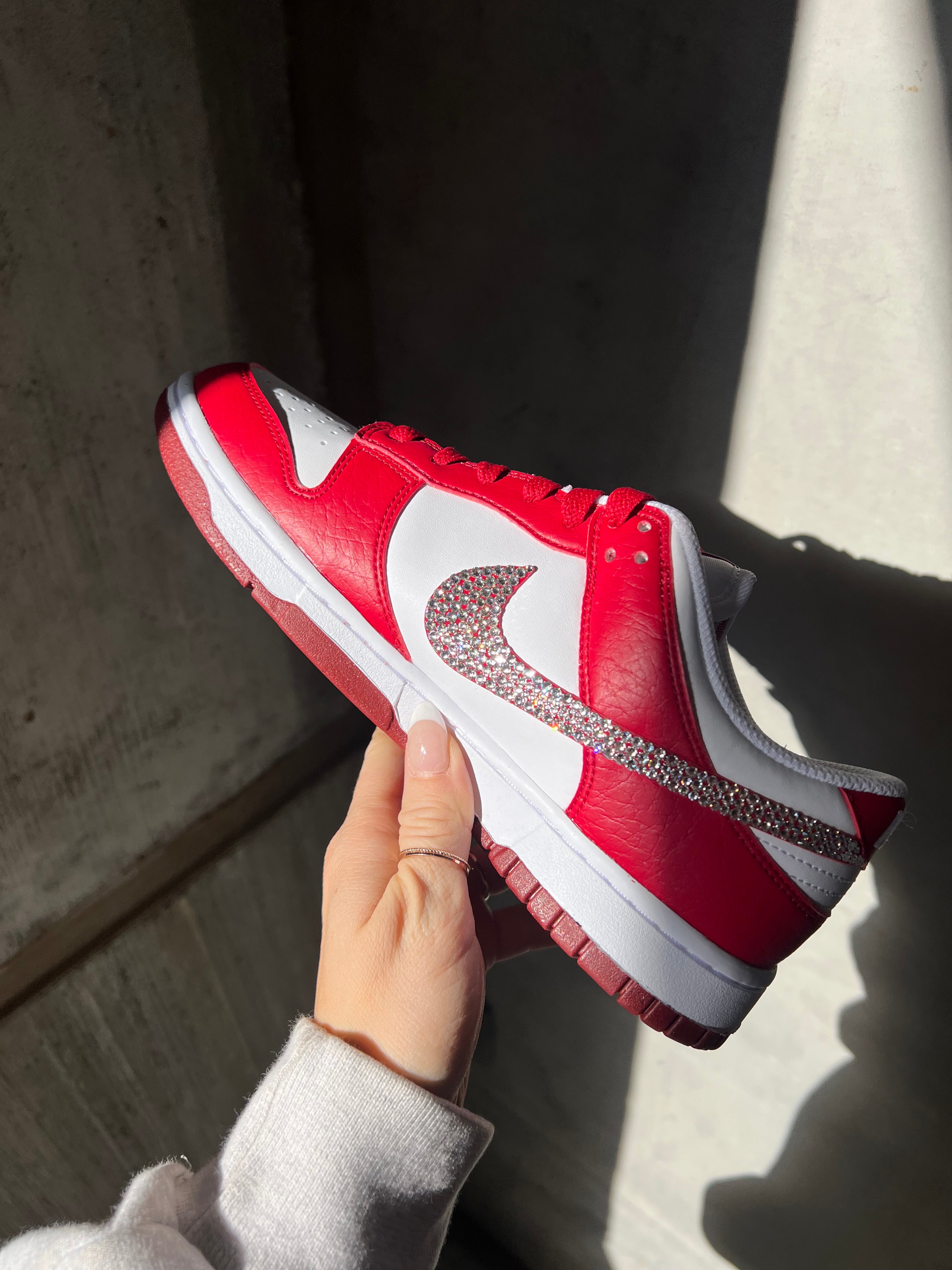 Red Swarovski Womens Nike Dunk Shoes