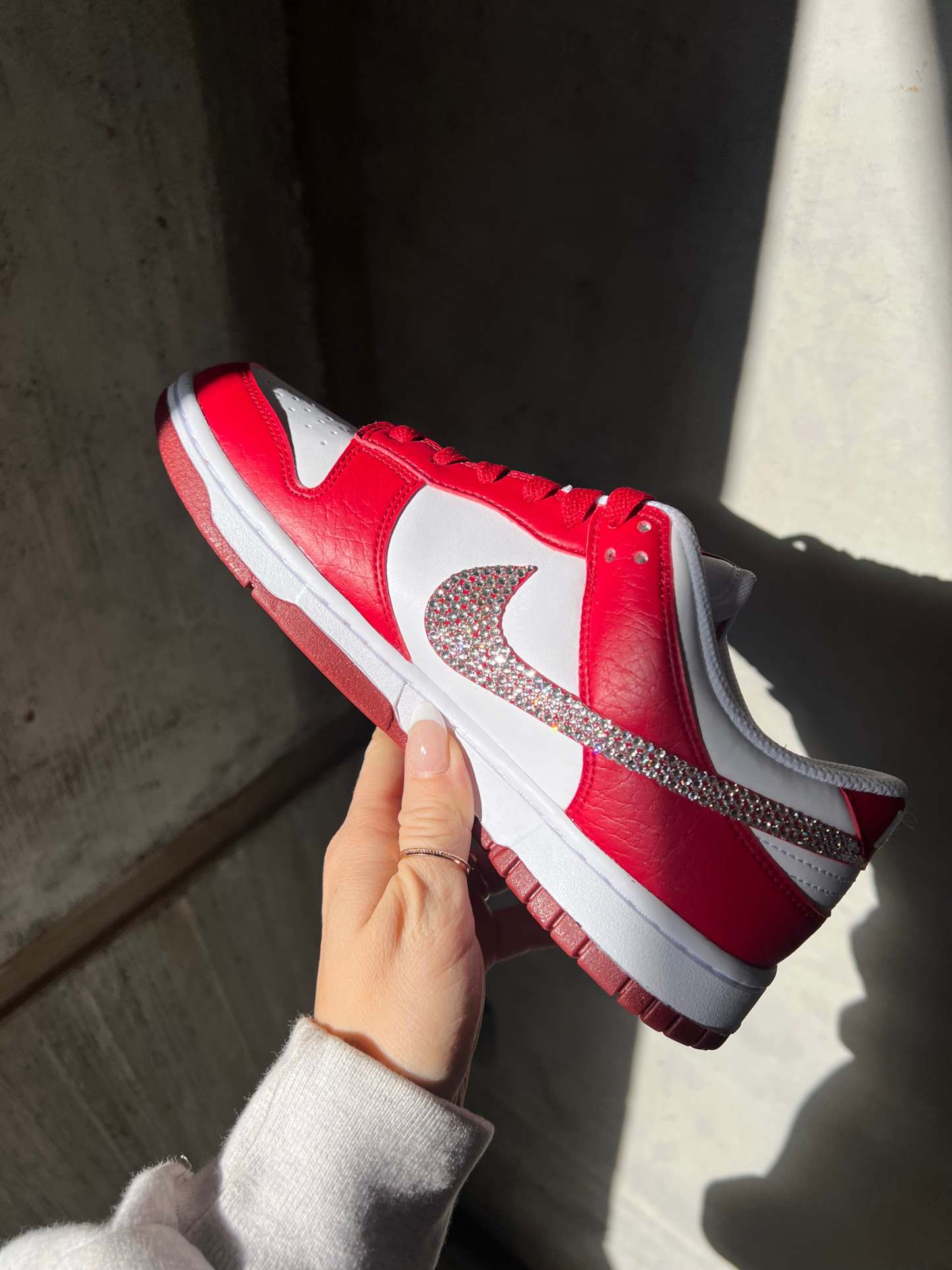 Red Swarovski Womens Nike Dunk Shoes