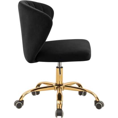 Meridian Furniture Finley Swivel Adjustable Black Velvet and Chrome Office Chair