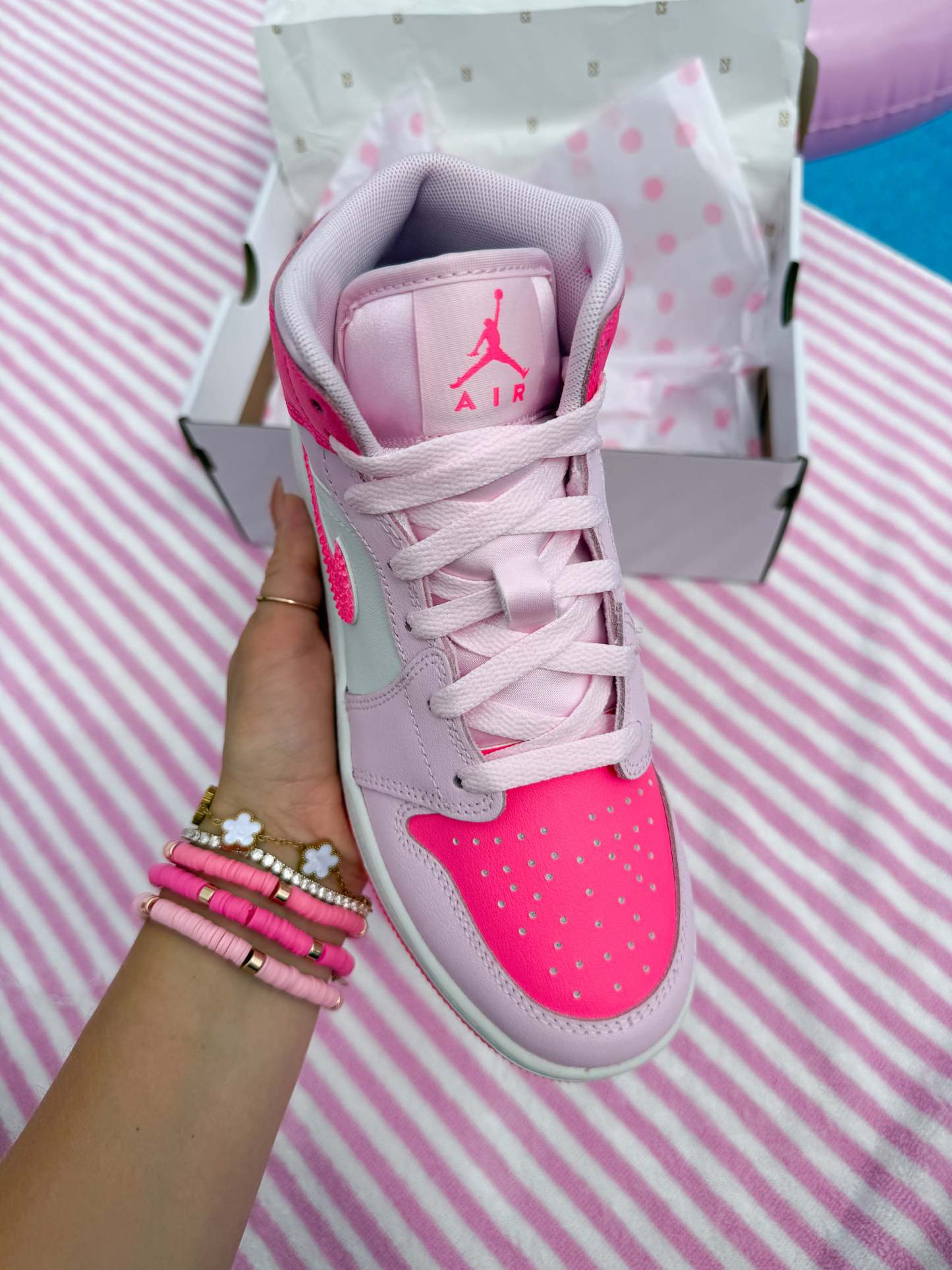 Bubblegum Barbie Pink Swarovski Women’s Air Jordan 1 Mid Shoes
