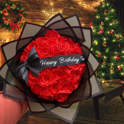 Red Eternal Roses - HandMade From Satin Ribbon(Never Wither)