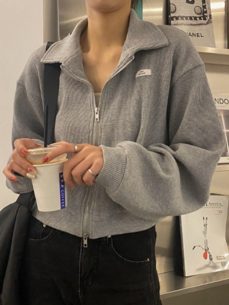Cropped Zipper Sweater