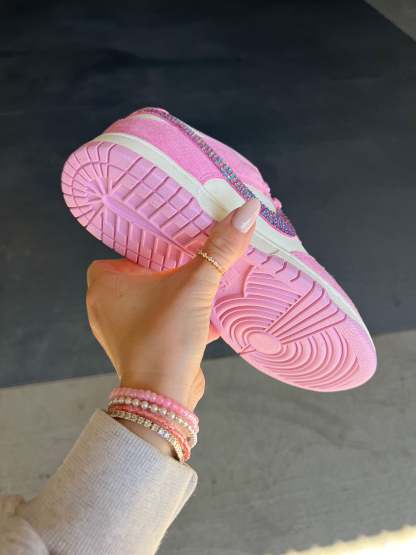 Pink Suede Swarovski Womens Nike Dunk Shoes