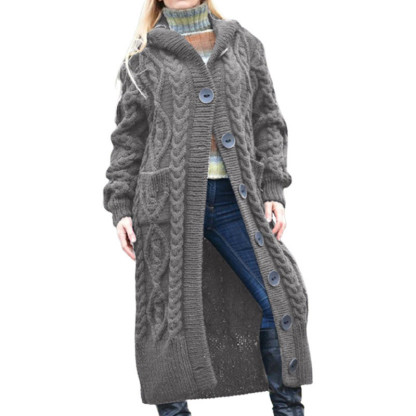 Button Down Jacquard Weave Pocket Long Sleeve Casual Sweater