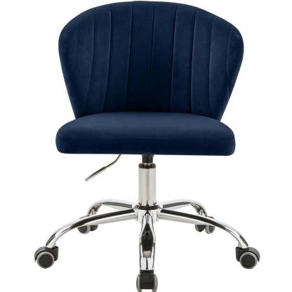 Meridian Furniture Finley Swivel Adjustable Black Velvet and Chrome Office Chair