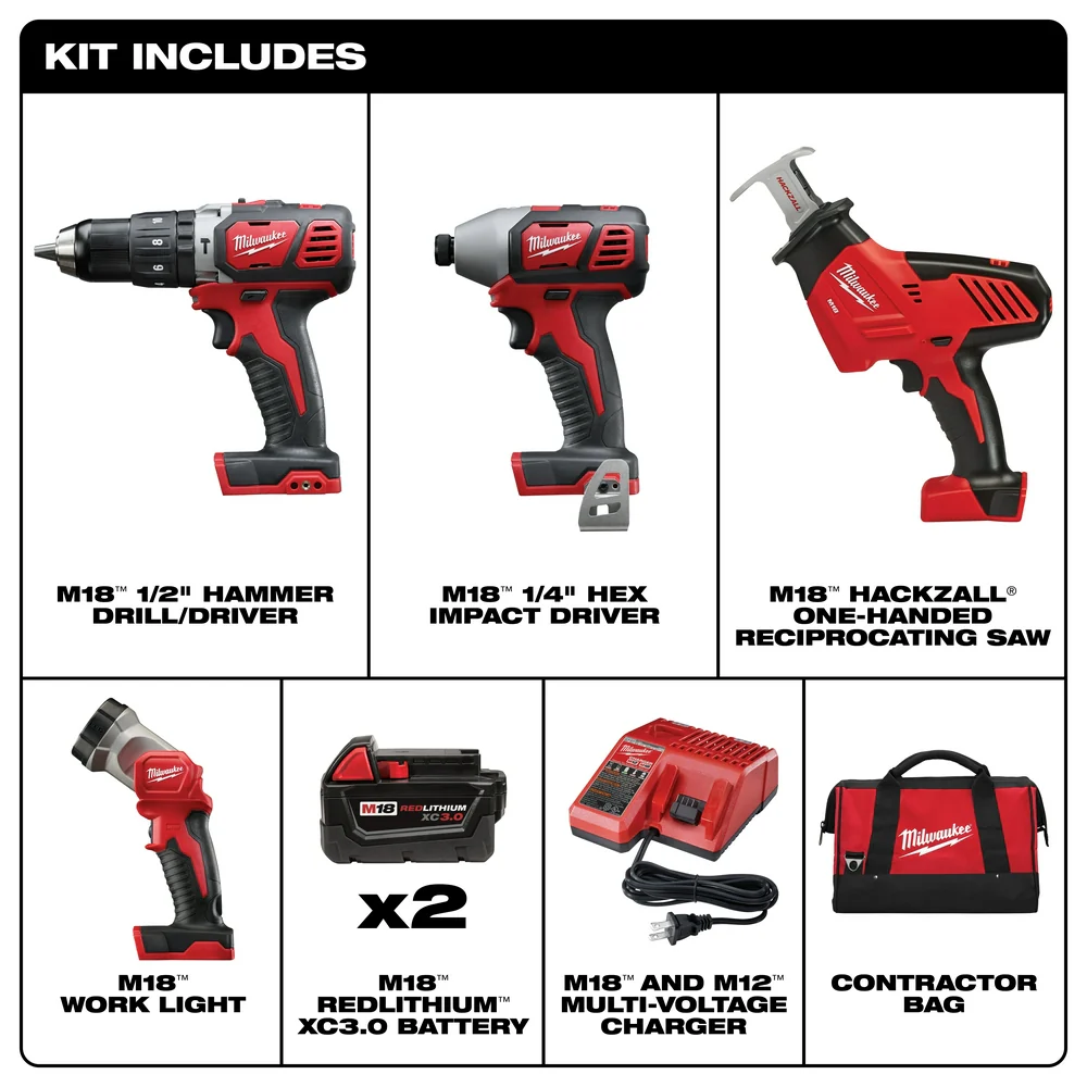2695-24 M18 18V Cordless Power Lithium-Ion 4-Tool Combo Kit
