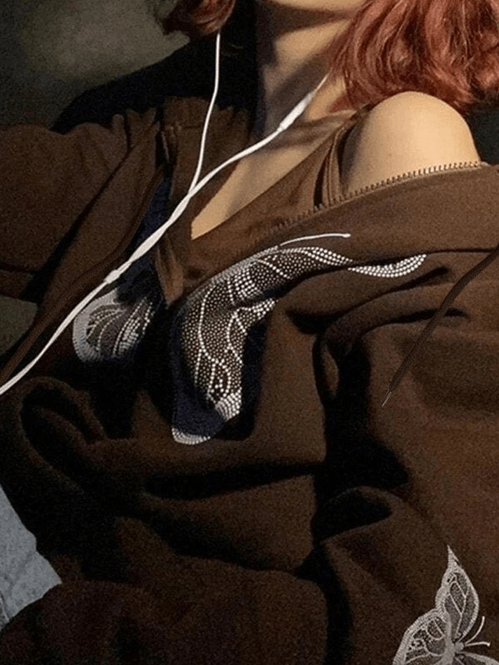 Butterfly Oversized Zip Up Hoodie
