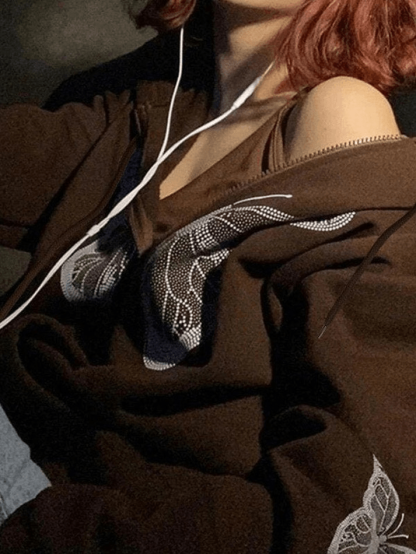 Butterfly Oversized Zip Up Hoodie