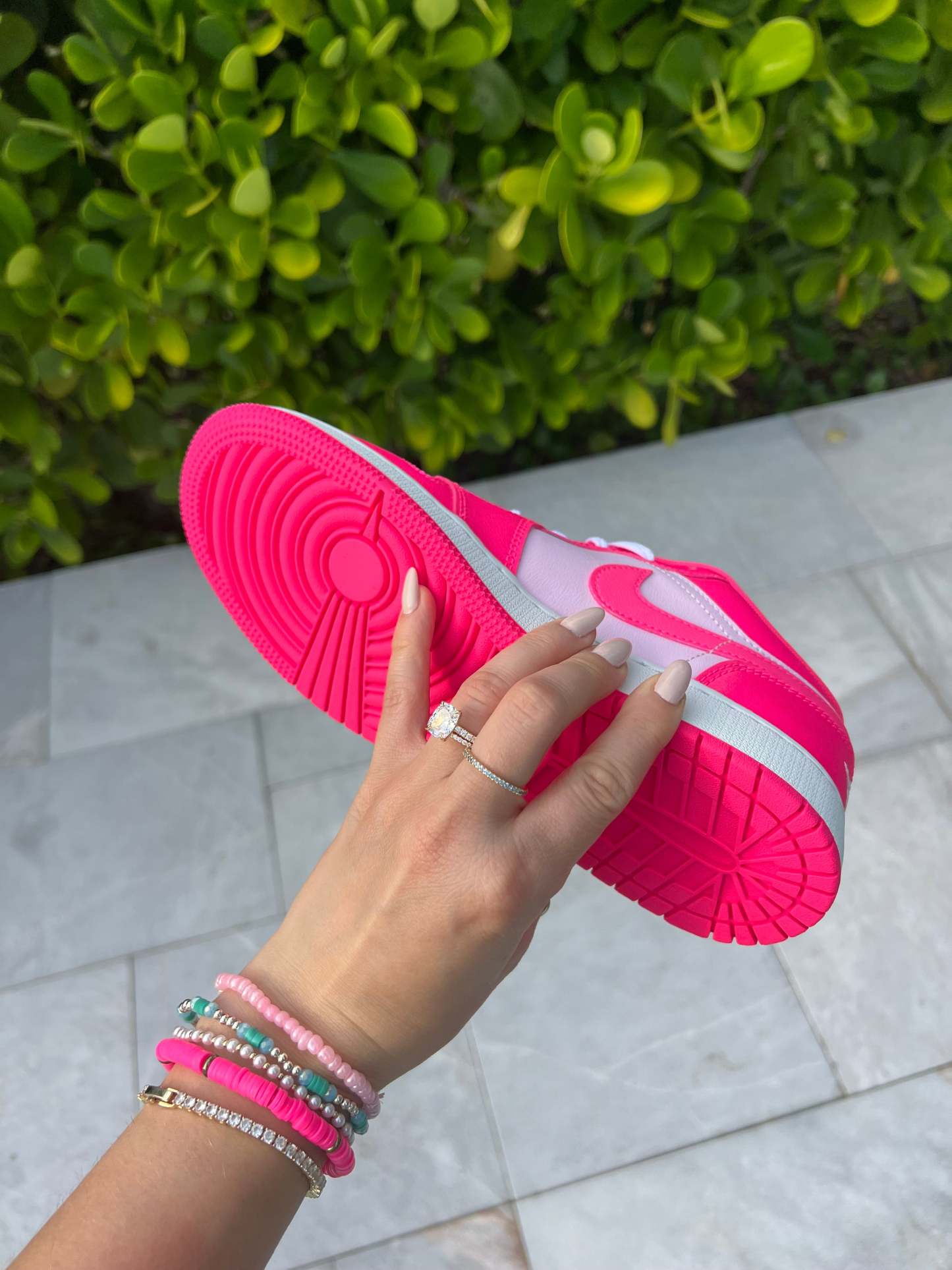 FLASH SALE Neon Hot Pink Swarovski Women’s Air Jordan 1 Low Shoes