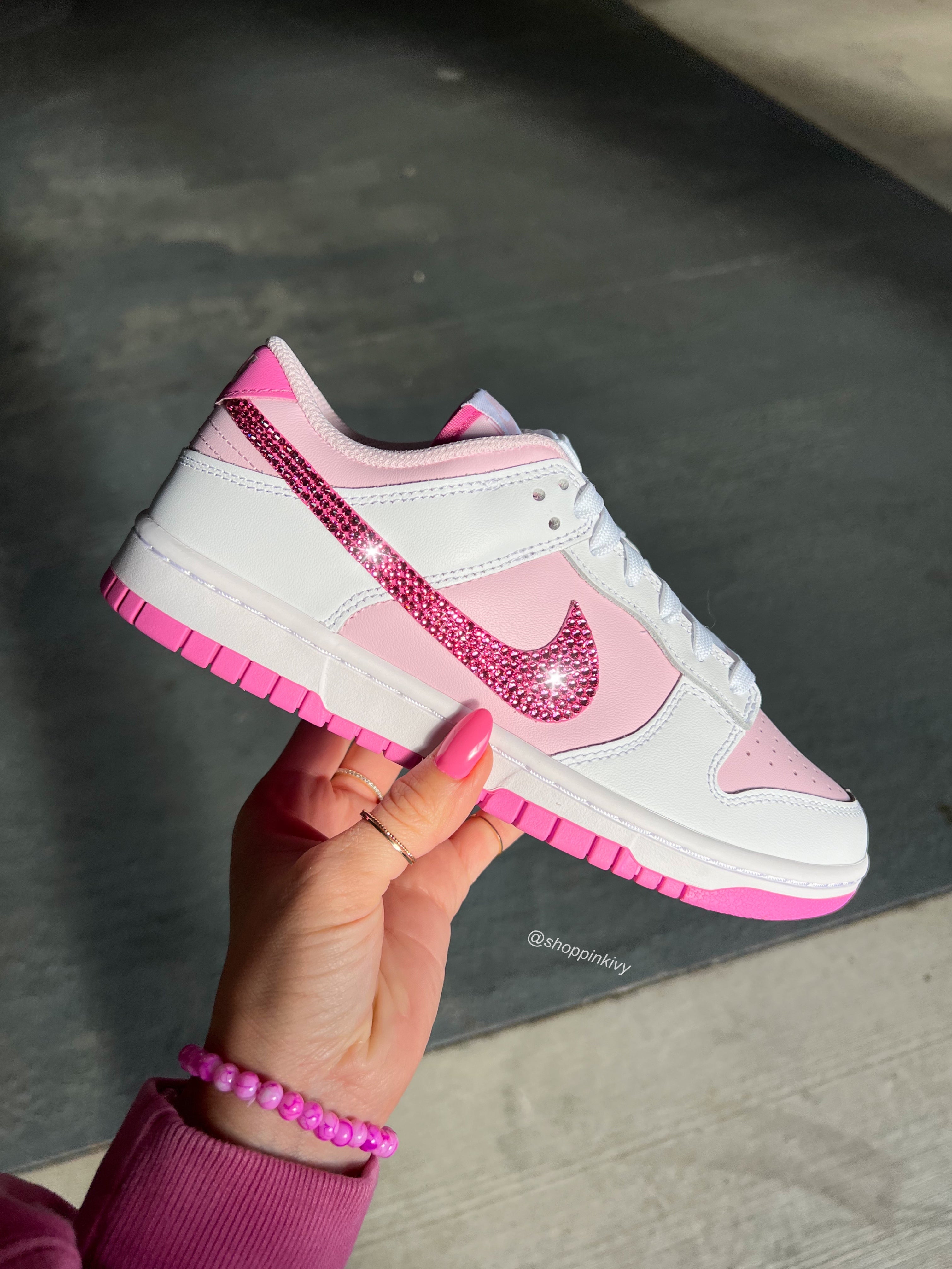Rare Hot Pink Swarovski Womens Nike Dunk Shoes
