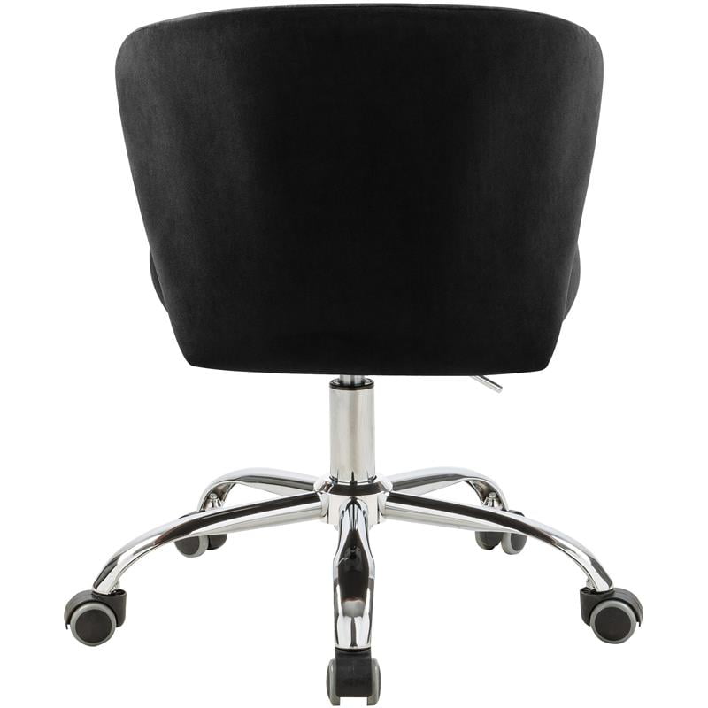 Meridian Furniture Finley Swivel Adjustable Black Velvet and Chrome Office Chair