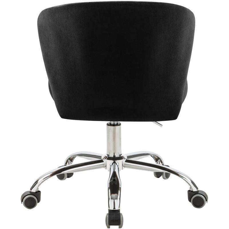 Meridian Furniture Finley Swivel Adjustable Black Velvet and Chrome Office Chair