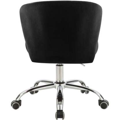 Meridian Furniture Finley Swivel Adjustable Black Velvet and Chrome Office Chair