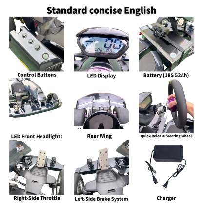 Zyliathor 3000W Mid-Mount Electric Racing Go-Kart