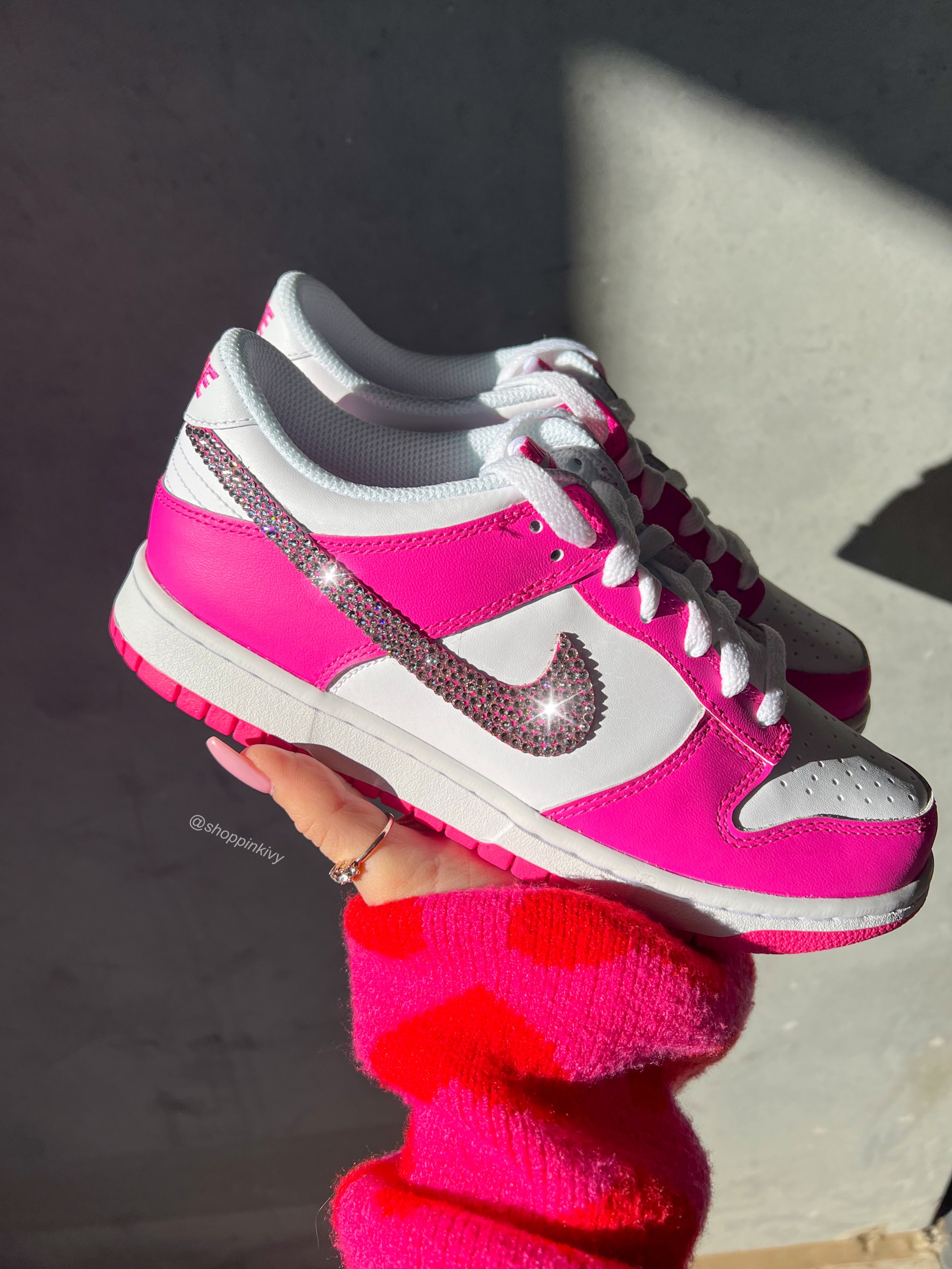 Hot Pink Swarovski Womens Nike Dunk Shoes