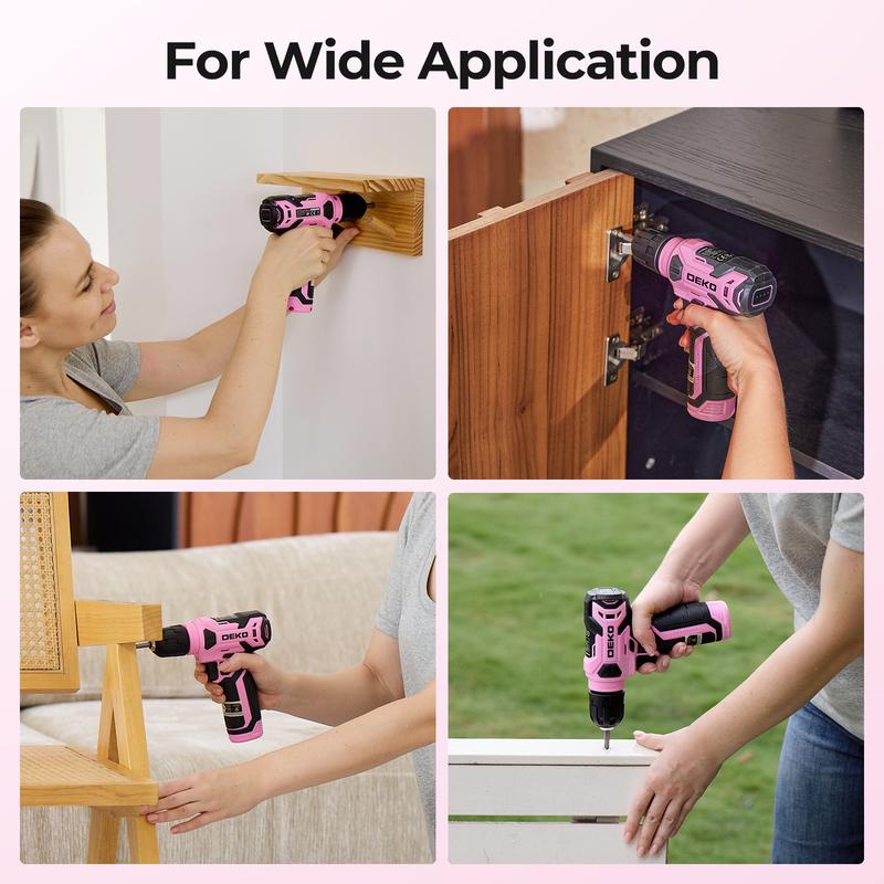 DEKO 8V Cordless Drill Set – 126-Piece Home Tool Kit With Storage Case